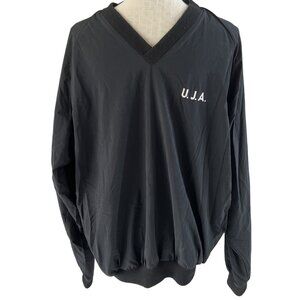 Sunderland Of Scotland U.J.A. Black V-Neck Pullover Nylon Jacket L
